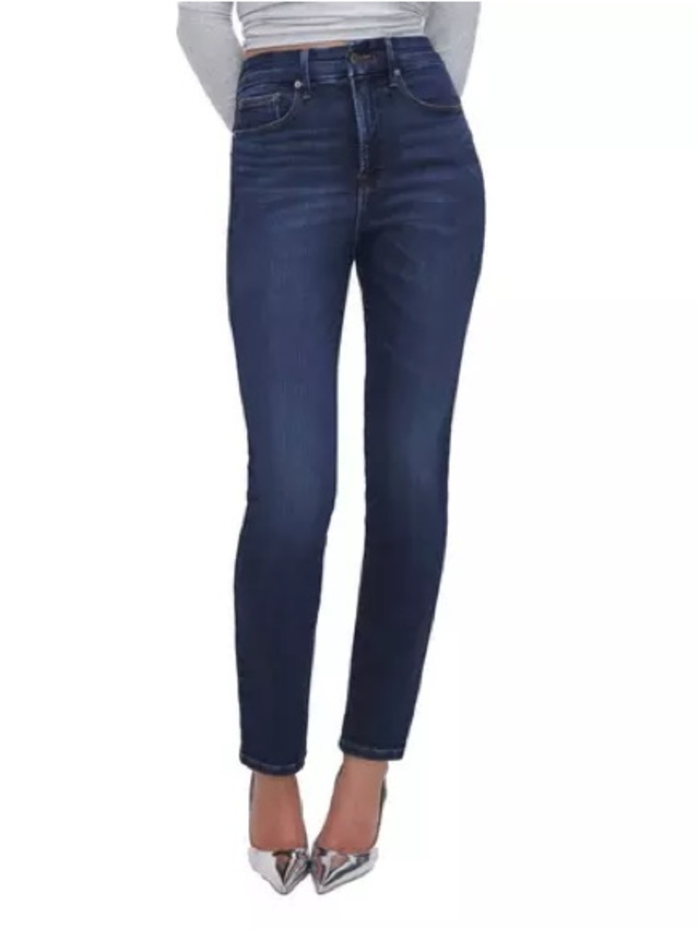 Good American Soft-Tech Good Classic Split Back Pocket Slim Straight Jeans